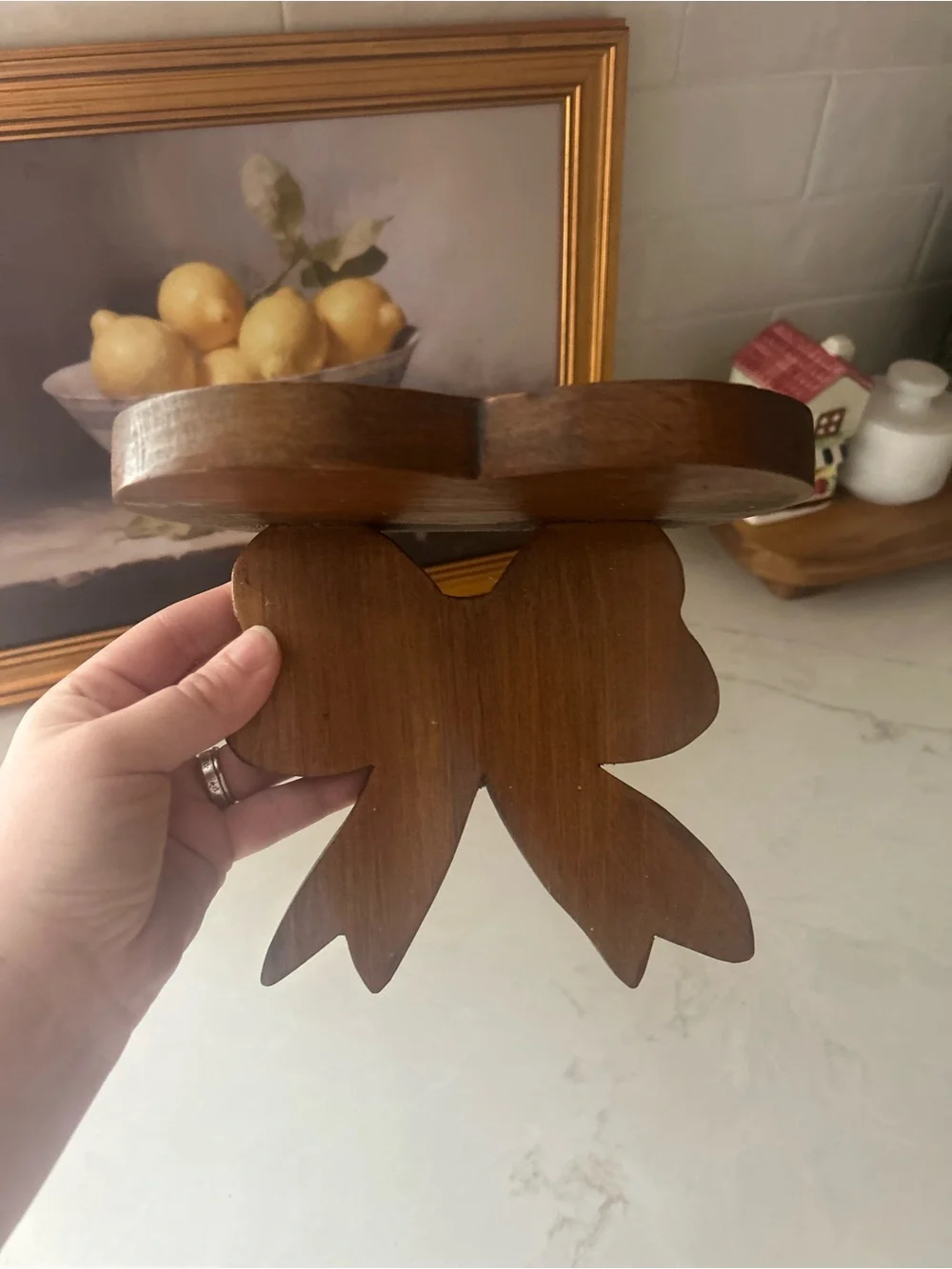 Vintage Wooden Bow Wall Shelf – Cottagecore Ribbon Display Shelf